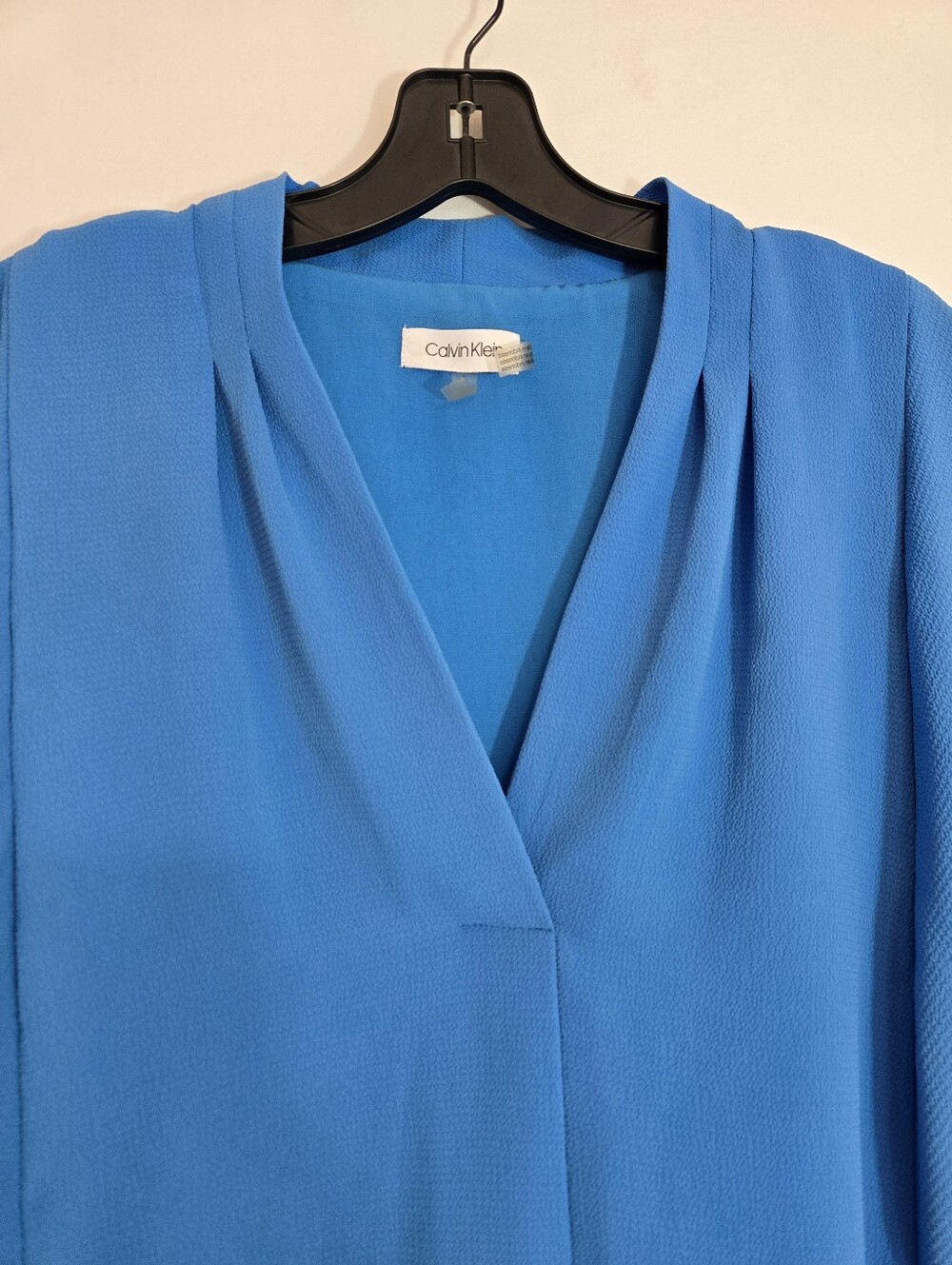 Calvin Klein Blue Flutter Sleeve Blouse Women’s Large Draped Career Office Top - Picture 5 of 11